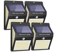 Litogo Luz Solar Exterior 140 LED【4 Pack / 3 Modos】con Sensor de Movimiento, Luces 270º lluminación Focos Impermeable Aplique Lampara para Jardin