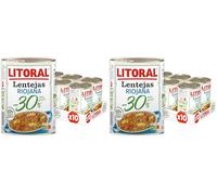 Litoral Lentejas Riojana -30% Sal y Grasa - Plato Preparado Sin Gluten - Pack de 10x425g - Total: 4.25kg (Paquete de 2)