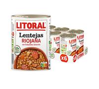 LITORAL Lentejas Riojana - Plato Preparado Sin Gluten - Pack de 6x425g - Total: 2.55kg