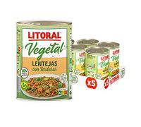 LITORAL Vegetal Lentejas con Verduras - Plato Preparado Sin Gluten - Pack de 10x425g - Total: 4,25kg