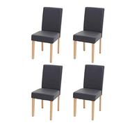Littau MVG - Juego de 4 sillas de comedor (piel sintética, patas claras), color gris mate