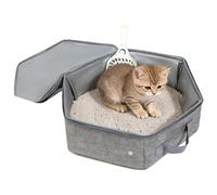 Litter Box for Indoor Cats - Leak-Proof Portable Carrier | plegable de viaje para coche, hotel y uso al aire libre, 1 paquete, impermeable, compacta y ligera, color negro.