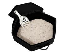 Litter Box for Indoor Cats - Leak-Proof Portable Carrier | plegable de viaje para coche, hotel y uso al aire libre, 1 paquete, impermeable, compacta y ligera, color negro.