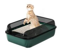 Litter Box, Open Litter Box with High Sides and Frame, Cómoda Stability Accommodate Sturdy PP Pet Toilet for Small & Large Cats, Easy Clean Design
