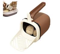 Litter Box Scooper, Cat Litter Shovel with Holder, Portable Pet Waste Scoop, Built-In Bracket & Waste Can, Easy Cleaning for Cats, 9.45x7.48x5.91 Inches