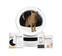 Litter-Robot 4 Supply Bundle by Whisker, blanco - Caja de arena automática para gatos autolimpiable, WiFi habilitada, incluye Litter-Robot 4, 3 recambios de trampa de olores, 10 revestimientos, 30