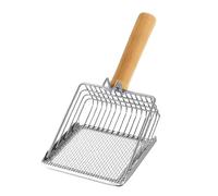 Litter Scoop, Cat Poop Shovel, Non-Stick Heavy Duty with Wooden Handle Stainless Steel Sifter for Pets Kitten and Small Breeds, 10.83x5.12x1.57 Inches, Silver, 1 Piece, 127g