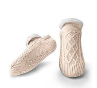 Litthing Calcetines Antideslizantes Mujer Calcetín de Suelo Calcetines Cálidos de Invierno Slipper Bordados Antideslizantes Socks Gruesos de Punto Calcetas para el Hogar