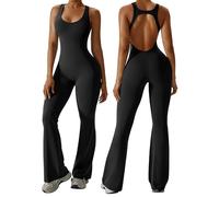 Litthing Mono Deportivo Mujer Ajustado Jumpsuit Largo Sin Mangas Corte Bootcut Para Verano Sin Espalda Ropa Deportiva Con almohadillas, Elásticos Body Overol Sexy Yoga Romper