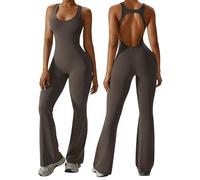 Litthing Mono Deportivo Mujer Ajustado Jumpsuit Largo Sin Mangas Corte Bootcut Para Verano Sin Espalda Ropa Deportiva Con almohadillas, Elásticos Body Overol Sexy Yoga Romper