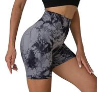 Litthing Pantalones Cortos Deportivos para Mujer, Short Deportivo Cintura Alta Pantalon Corto Deporte Control de Barriga Mallas Ciclistas Teñido Anudado Leggins Cortos para Yoga Fitness Gym