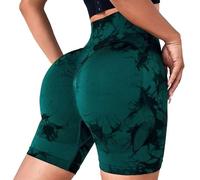 Litthing Pantalones Cortos Deportivos para Mujer, Short Deportivo Cintura Alta Pantalon Corto Deporte Control de Barriga Mallas Ciclistas Teñido Anudado Leggins Cortos para Yoga Fitness Gym
