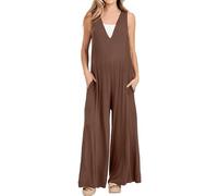 Litthing Peto Mujer Monos Pantalones Palazzo con Bolsillos Casual Tirantes Anchos Jumpsuit Color Sólido Verano Mono Playero Suelto Para Mujer Largo Talla Grande Embarazada Pierna Ancha Overol