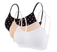 Litthing Sujetador de estilo deportivo - Sujetador cómodo sin costuras Para Mujer Extra Grande Blanco + Negro + carne Ave del corazón