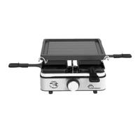 LITTLE BALANCE 3115 Smart Raclette Inox 4 Meuuuh...!, Raclette, Hasta 4 personas, Grill extraíble, 4 espátulas de madera, sin PFAS, antiadherente, 800W, acero inoxidable