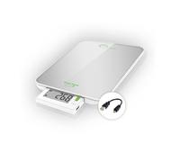 LITTLE BALANCE 8183 Slide 6 USB Silver, Balanza de cocina sin pilas, Recarga por USB, 6 kg, Pantalla retráctil, Silver
