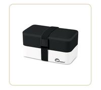LITTLE BALANCE 8452 - Fiambrera con 2 pisos, 3 cubiertos incluidos, caja para comida, ecológica, sin BPA, totalmente hermética, 1200 ml, color blanco y negro