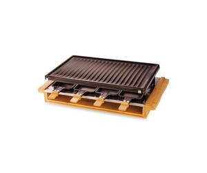 LITTLE BALANCE 8501 Premium Bambú 8, Raclette Grill 8 personas, Revestimiento antiadherente, 1200 W, Bambú auténtico