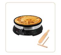 LITTLE BALANCE 8538 Celtic Chef, Crepera eléctrica 3 en 1: Panqueques, empanadas, Plancha, Placa XXL Diámetro 33 cm, Termostato ajustable, 1300 W, Negro