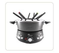 LITTLE BALANCE 8690 Black Fondue 8 Meuuuh...!, Aparato de fondue 8 personas, Caquelon antiadherente de gran capacidad 2 litros, 1500 W, Negro