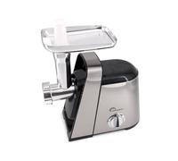 LITTLE BALANCE 8700 Easy Burger Inox, Picadora de carne eléctrica, con empujador, 3 placas de molienda de acero inoxidable, kit de salchichas y kebbe, hasta 2,3 kg de carne/minuto, 600 W, negro
