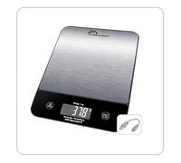 LITTLE BALANCE 8711 Happy Genius 10 Inox, Báscula de cocina sin batería, recargable USB-C, reparable, 10 kg, acero inoxidable