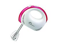 LITTLE BALANCE 8856 Little Batidor, Batidora eléctrica, 5 velocidades, 2 batidores y 2 ganchos para amasar Inox, Ultra Compacto, 300 W, Blanco/Rojo