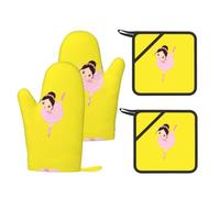 Little Ballerina Dancing Girl - Guantes resistentes al calor, reutilizables, juego de cocina para horno, hornear, asar a la parrilla