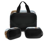 Little Bear - Bolsa de maquillaje translúcida para mujeres y hombres, bolsa de aseo para ducha, 3 piezas, organizador de cosméticos de viaje, color, XL, Neceser de maquillaje