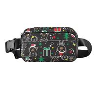 Little Bear - Cangurera impermeable para mujer, diseño de Papá Noel negro, 8 x 5.3 x 2.3 pulgadas, divertido oso Papá Noel, negro, 8 x 5.3 x 2.3 pulgadas, Little Bear Santa Negro, 8 x 5.3 x 2.3 inch