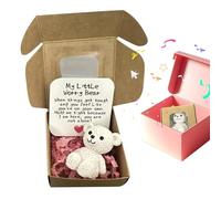 Little Bear in a Box - Abrazo de oso con tarjeta de ficha de bolsillo, mini recuerdo de animal hecho a mano para adultos, amantes, mujeres, amigos, niños, buena suerte