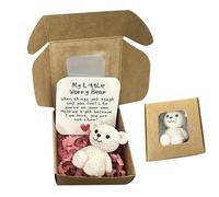 Little Bear in a Box - Un pequeño abrazo de oso de bolsillo, hecho a mano, mini animal para hombres, mujeres, amantes, adultos, niños, amigos, apoyo diario cómodo