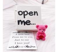 Little Bear in Box, My Little Worry Bears, mini osos de bolsillo con tarjeta alentadora, adorable oso de apoyo positivo emocional, regalos de relación para cumpleaños, día de San Valentín, amigos