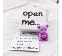 Little Bear in Box, My Little Worry Bears, mini osos de bolsillo con tarjeta alentadora, adorable oso de apoyo positivo emocional, regalos de relación para cumpleaños, día de San Valentín, amigos