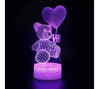 Little Bear - Lámpara de noche 3D con 16 colores cambiantes, base de plástico ABS, cargador USB, decoración del hogar, juguete para cumpleaños, Navidad, regalo para niños