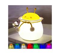 (Little Bee)Cute Night Light For Kids Silicone Baby Bedroom Lamp With Touch Sensor 7 Color Changing Usb Rechargeable[PB]