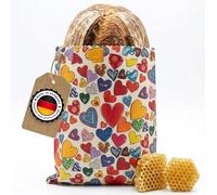 little bee fresh Paño de cera de abejas orgánico en bolsa grande de Alemania, mantiene los alimentos naturales, bonitos y frescos sin plástico. Hecho a mano con materias primas orgánicas (corazones)