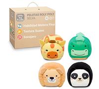 Little Big Friends Roly Poly Bolas de 3.1 pulgadas | Juguete sensorial de sonajero para bebé, juego de 4