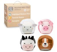 Little Big Friends Roly - Pelotas de polietileno de 3.1 pulgadas | Juguete sensorial de sonajero para bebé, juego de 4