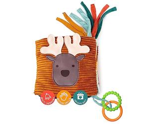 Little Big Friends Soft Activity Book 2 in 1 | Multipurpose Developmental Toy | Easily attaches to Crib | Teething Ring | Forest