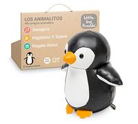 Little Big Friends Tiny Friends | Sonajero Bebé Suave Portátil | Juguete Sensorial 0-6 Meses | Fácil de Limpiar | Ideal para Carrito, Cochecito y Bolsa de Pañales | El pingüino Martín