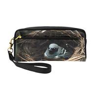 Little Bird Nest - Neceser de maquillaje pequeño, estuche de doble cara de piel sintética