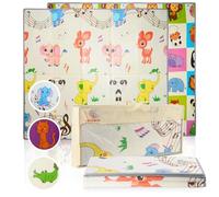 LITTLE BLISS,Alfombra Bebe 200x180 cm, 1 cm Grosor, Bordes Reforzados, XPE Acolchada, Reversible y Plegable, Diseño Infantil, Antideslizante, Impermeable, Tapete de Juegos para Niños (ANIMAL EDITION)