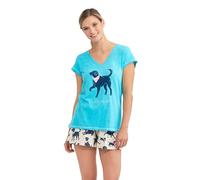 Little Blue House V-Neck tee Camiseta de Pijama, Mamá Perro, S para Mujer