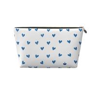 Little Blue - Neceser de maquillaje con estampado de corazón azul - Neceser de viaje y organizador de cosméticos para mujeres y hombres, Gold, One Size