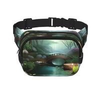 Little Bridge in the East - Bolso cruzado de moda con estampado, bolsa de cintura de senderismo, bolsa de hombro cuadrada de doble capa para viajes y fitness