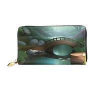 Little Bridge In The East - Cartera larga con cremallera para mujer, 7.48 x 4.13 pulgadas, viene con ranuras para tarjetas de crédito en el interior, ligera y duradera., Negro -, Talla única, Moderno