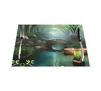 Little Bridge in The East - Mantel de PVC tejido de 45,7 x 30,5 cm, antideslizante, protector de mesa
