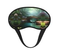 Little Bridge in The East - Máscara de dormir cómoda de satén con borde negro para bloquear la luz y dormir reparador