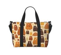 Little Brown Bear - Bolsa de viaje grande estampada para gimnasio, fin de semana y viaje de negocios, ligera